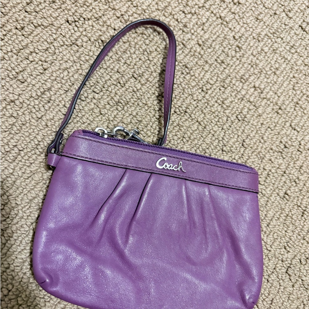 Coach Lavender and peach Leather Wristlet brand new